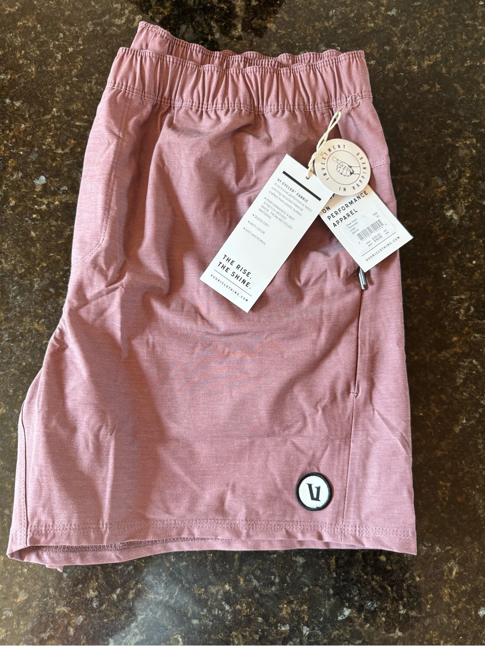 Vuori Men's Performance Shorts in Dusty Rose Heather